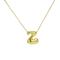 Detail view of a 18K gold-plated bubble letter Z pendant on a delicate stainless steel chain - Gold Z