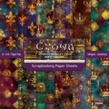 6x6 inch Crown theme scrapbooking paper pad with 24 sheets of vintage luxury cardstock - 22020a 24 Sheets