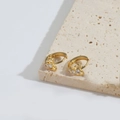 Exquisite gold hoop earrings with sparkling zircon flowers in a minimalist design - Butterfly