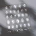 Stickers ongles relief blanc motif serpent et fleurs avec papillons sur base transparente - Serpent d'Argent dans les Fleurs (TS-3826)