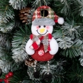 Cute snowman Christmas ornament with red plaid hat and snowflake button decoration - Snowman