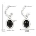 Eleganti orecchini in acciaio inossidabile con agata nera ovale finitura argento - Stile Agata Nera Argento (F1661MDD241029)