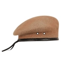 Classic brown wool beret hat with black leather trim and metal side vents for autumn style - L / Brown