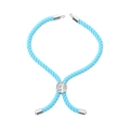 Sky blue braided rope bracelet featuring silver Tree of Life charm and adjustable slide knot - Bracelet: 35