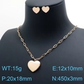 Set collana e orecchini a cuore dorato con dimensioni su manichino nero elegante - Oro Rosa (KS139725-KLX)