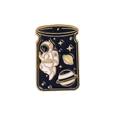 Starry sky astronaut enamel pin in black jar design with golden zinc alloy finish - C1856-5