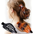 Large oval hair claw clips in black and tortoiseshell finishes for elegant hair styling - Set 5 (Pack of 2)