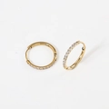 Polished golden hoop earrings with sparkling white zircon row inlay and huggie closure - 1.6*12mm Gold (Pair)