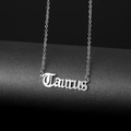 Collier prénom Taurus en acier inoxydable argenté avec chaîne fine pour femme - Taureau