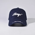 Detalle del bordado 3D blanco Always en gorra de béisbol de algodón marino - Azul marino