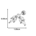 Silver stainless steel cartilage earring with clear marquise zircon 0.69x1.09cm - Marquise Wing Design (024-7# Silver)