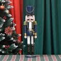 50cm classic navy blue nutcracker soldier wooden ornament with golden tassels for Christmas - Blue Body White Feet Swordsman / 50cm