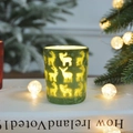 Vintage green glass candle holder with gold reindeer silhouette for Christmas decor - Elk / Small (5.5*6.5cm) / Green