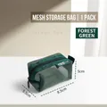 Dark green mesh mini storage bag with zipper, 8.5x5.5x5cm compact size for small items - 8.5x5.5x5cm / Dark Green