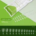 Size chart showing width and length dimensions for ballet-style clear press-on nails - 120pcs Traceless Nail Tips 07