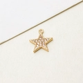 Macro shot of gold-plated star pendant with white zircon inlay for jewelry making - Pave Pentagram Star