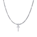 Silver stainless steel popcorn chain necklace with crystal zircon letter T pendant - Letter T / Steel