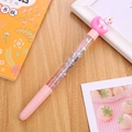 Pink unicorn liquid sand gel pen with silver glitter and crescent moon topper - Quicksand Moon Unicorn Pen Pink