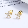 Paio di orecchini a stella in argento 925 dorato con zirconi e chiusura a vite sicura - Stella a Cinque Punte (Oro) / Argento 925