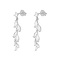 Elegant leaf earrings in S925 silver with marquise zircon stones and 18k gold plating - Silver - Marquise Diamond Leaf