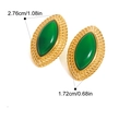 Detalle de pendientes en acero inoxidable chapados en oro de 18k con medidas del producto - Ágata Verde Dorado