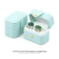 Portable mint green PU leather jewelry travel case with secure gold snap button - Light Green