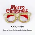 Glittering gold Merry Christmas decorative glasses with red holiday slogans and snowflakes - Gold Merry Christmas Glasses