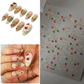 3D Christmas nail stickers with Santa, elk, and candy cane designs in red and gold - Christmas Holiday Theme 3D Relief Style (CO-491)