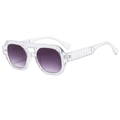 Retro oversized aviator sunglasses with transparent ribbed frames and purple gradient lenses - Transparent Frame Gradient Grey