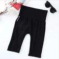 High-waisted black seamless biker shorts for women featuring tummy control compression - One Size / Black