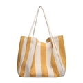 Large yellow and beige striped canvas tote bag with sturdy shoulder straps for women - Wide Yellow Stripe
