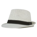 Breathable cream-white woven straw fedora hat with a decorative black ribbon band - M(56-58cm) / Off White