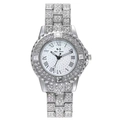 Orologio da donna lussuoso color argento con strass incastonati e quadrante glitter - Argento