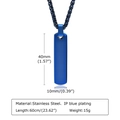 Blue stainless steel cuboid pendant necklace dimensions and detailed specifications - Blue Pendant + 60CM Basket Chain