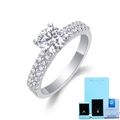 S925 sterling silver six-prong round cut diamond ring with certificate and gift packaging - US Size 5 / Lab Diamond Ring (With Certificate + Gift Box)