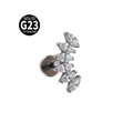 Curved F136 titanium labret stud with seven marquise-shaped cubic zirconia stones - Style 5-Silver Color