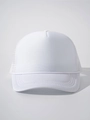 Vorderansicht einer weißen atmungsaktiven Mesh Trucker Cap mit Schaumstofffront und Verschluss - Verstellbar / Weiß