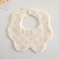 Flower-shaped cotton baby bib featuring pink tulip prints and adjustable snap closure - Gauze Flower Band - Pink Tulip