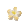Detailed view of large plumeria hair claw clip with white and yellow gradient petals - Yellow