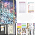 A6 Budget Binder Set featuring a teal mandala PU leather cover with budget sheets - Starry Black