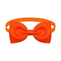 Adjustable bright orange pet bow tie made of textured grosgrain ribbon for cats and dogs - Orange