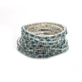 Single row 2mm elastic crystal tennis bracelet featuring blue and clear rhinestones - Silver Multi-layer Stacking Blue White Rhinestone