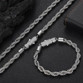 Detalle de cadena de torsión de 6mm en acero inoxidable con hebilla de cristales - Collar 24 Pulgadas (60.96cm) / Color Acero
