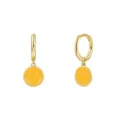 Close-up of 925 sterling silver stamp on golden earrings with yellow smiley face charms - Gold Yellow Smiley Face (JQH0081-GG-6)