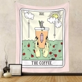 Detail of tarot style 'The Coffee' tapestry hanging on a textured beige wall - Gt111501 / 73X95CM (Brushed Fabric)