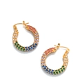 Chic 18K gold plated hoop earrings with rainbow gradient micro-paved crystals - Rainbow Gradient Colored Rhinestone (MS-203 Large)
