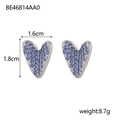 Détails des boucles d'oreilles en forme de cœur à strass bleus, 1,6 cm sur 1,8 cm - Argent Strass Bleu (BE46814AA0)