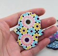 Hamsa hand acrylic charm pendant with colorful geometric pattern for DIY jewelry making - Style 16
