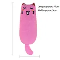 Gioco per animali a forma di gatto in maglia rosa con ricamo e coda, lungo 16cm - Gatto in Lino Rosa