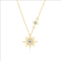 Elegant 925 sterling silver hexagram pendant necklace with sparkling moissanite stones - Gold